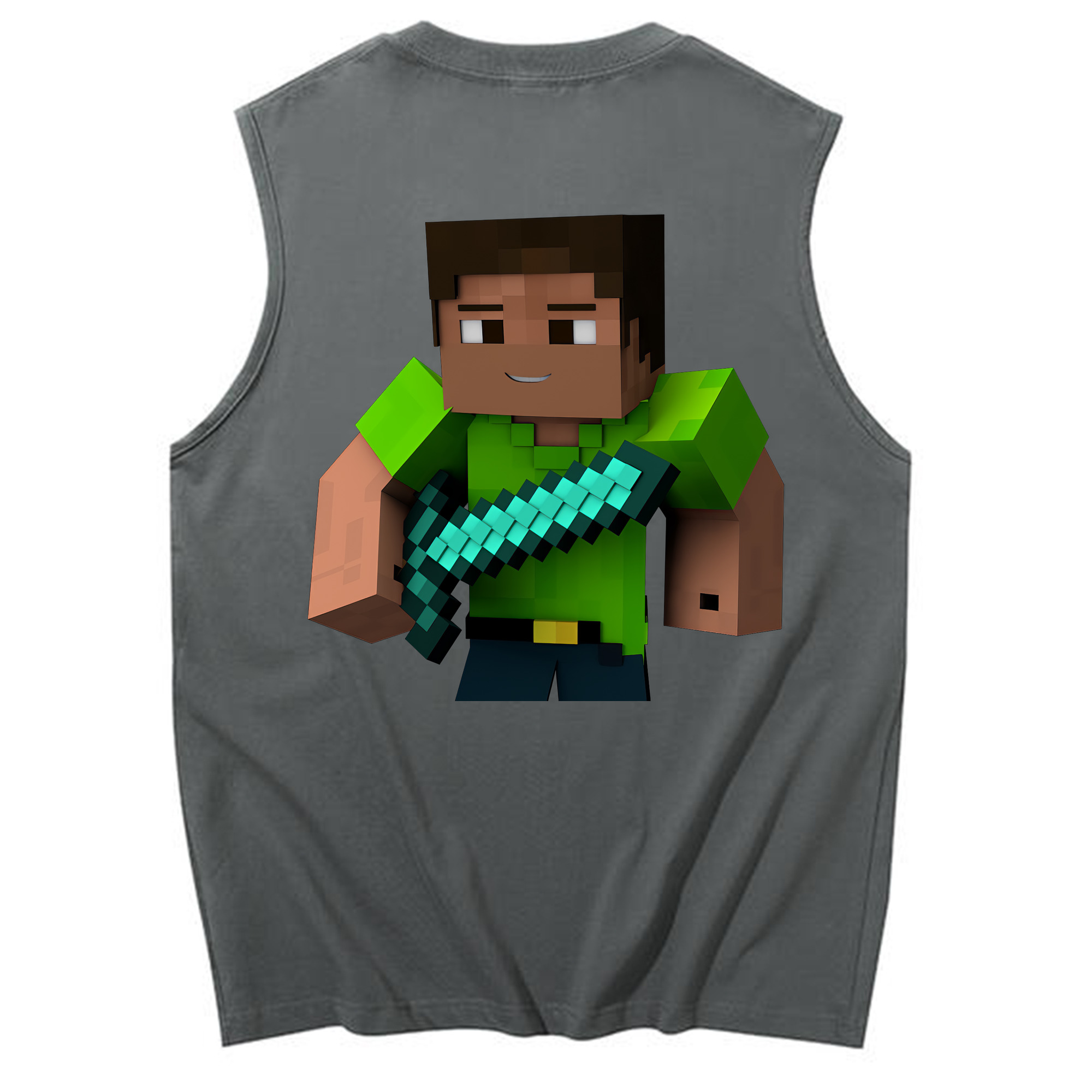 （画像用） マインクラフト ブロックの世界 Minecraft MC Block world コットン100％タンクトップ（背面プリント）